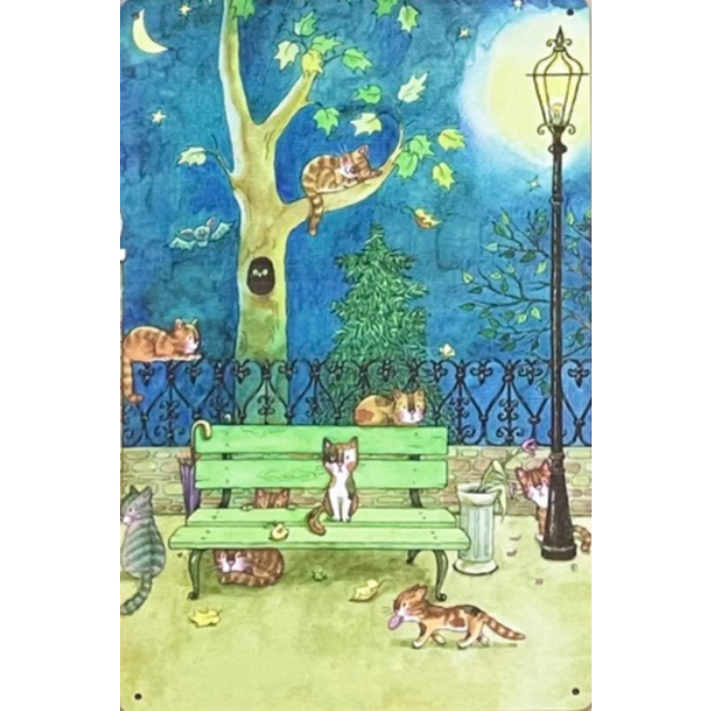 8x12 Cute Cat Metal Sign – Retro Tin Wall Art for Cat Lovers & Kitchens | Tin & Time Co. #2081