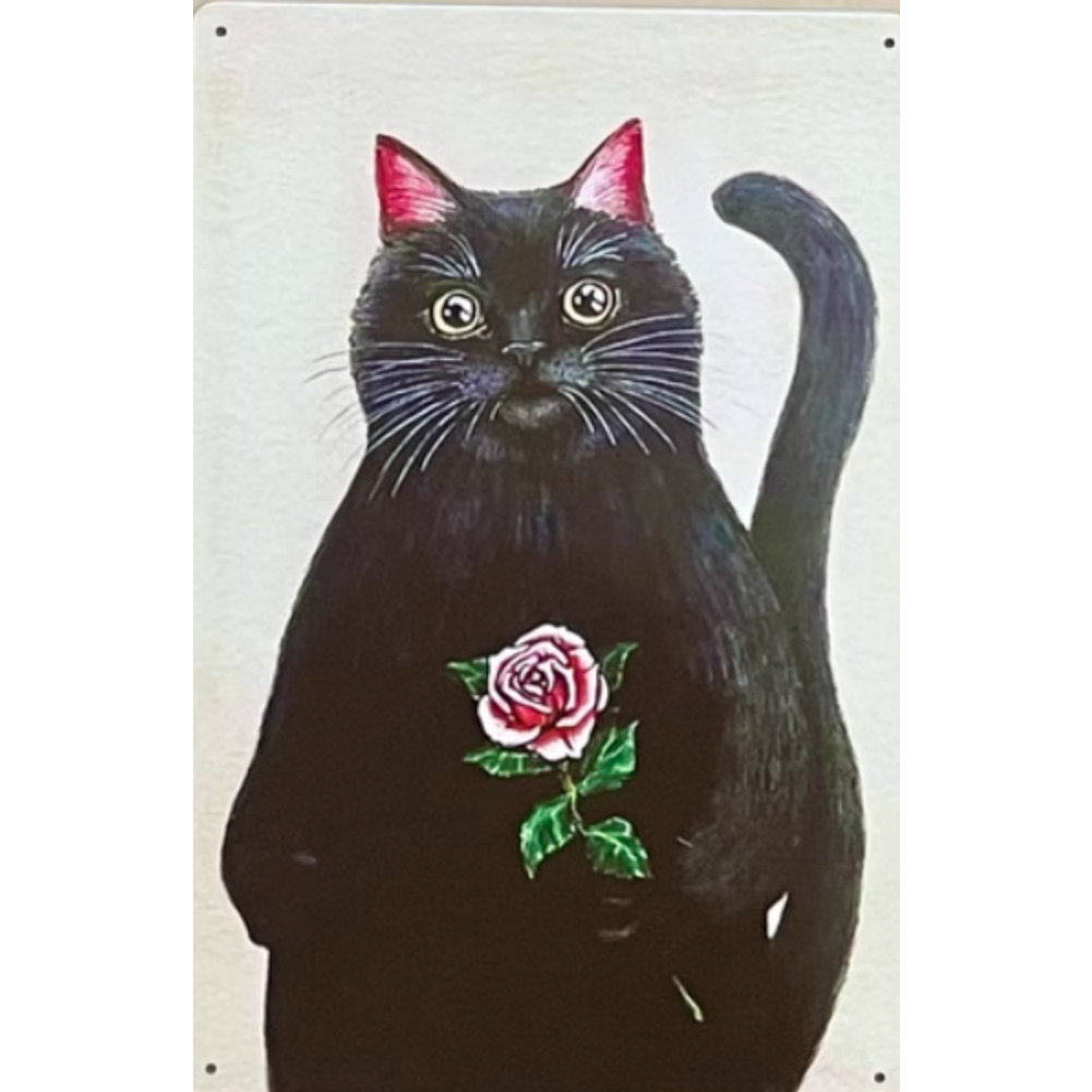 8x12 Cute Cat Metal Sign – Retro Tin Wall Art for Cat Lovers & Kitchens | Tin & Time Co. #2082