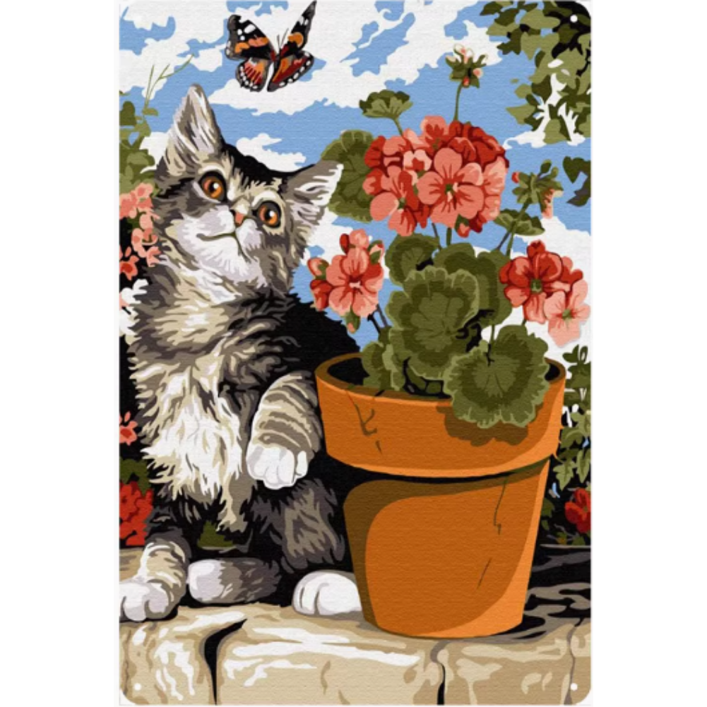 8x12 Cute Cat Metal Sign – Retro Tin Wall Art for Cat Lovers & Kitchens | Tin & Time Co. #2089
