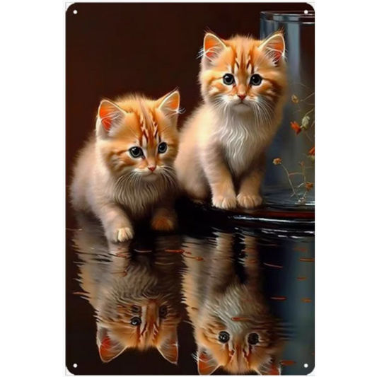 8x12 Cute Cat Metal Sign – Retro Tin Wall Art for Cat Lovers & Kitchens | Tin & Time Co. #2092