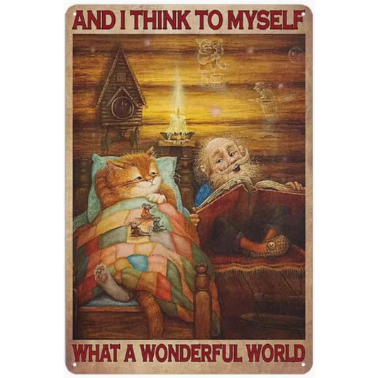 8x12 Cute Cat Metal Sign – Retro Tin Wall Art for Cat Lovers & Kitchens | Tin & Time Co. #2095