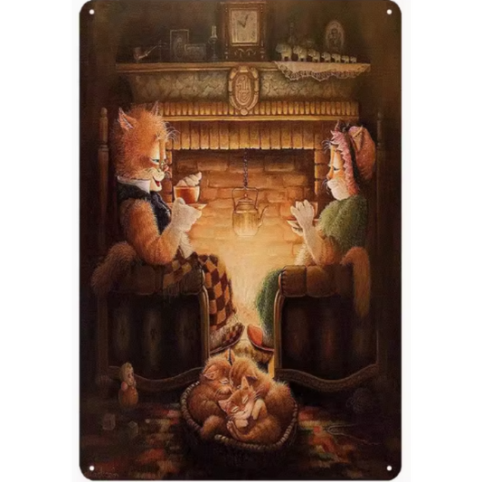 8x12 Cute Cat Metal Sign – Retro Tin Wall Art for Cat Lovers & Kitchens | Tin & Time Co. #2096