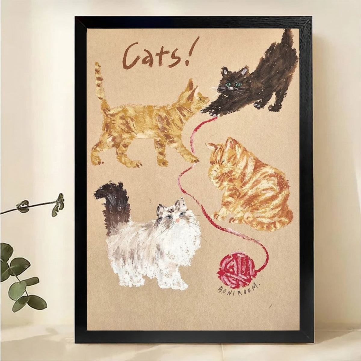 Cats Art Print - Whimsical Cat Illustration Wall Art|W1220