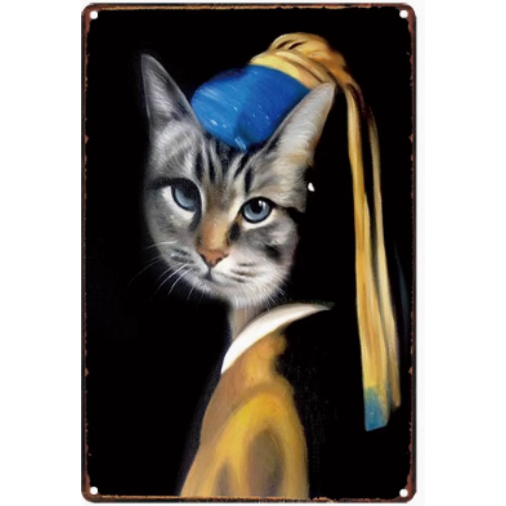 8x12 Cute Cat Metal Sign – Retro Tin Wall Art for Cat Lovers & Kitchens | Tin & Time Co. #2105