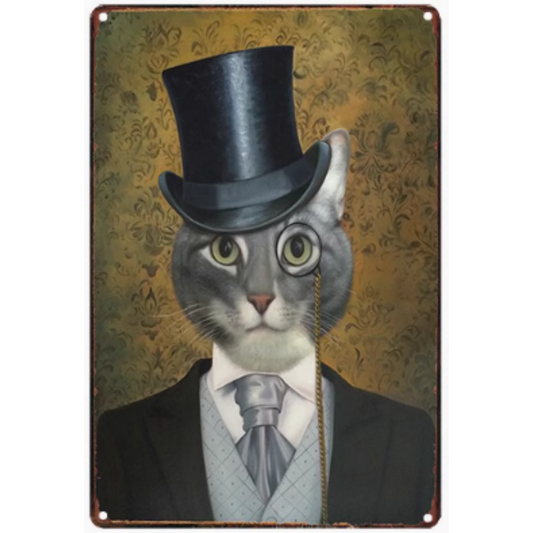 8x12 Cute Cat Metal Sign – Retro Tin Wall Art for Cat Lovers & Kitchens | Tin & Time Co. #2106