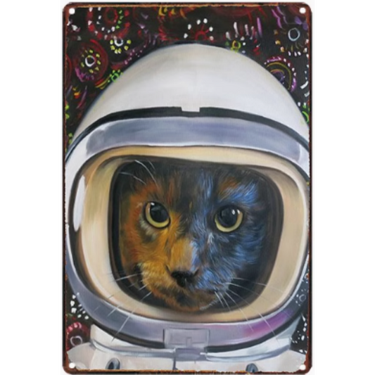 8x12 Cute Cat Metal Sign – Retro Tin Wall Art for Cat Lovers & Kitchens | Tin & Time Co. #2107