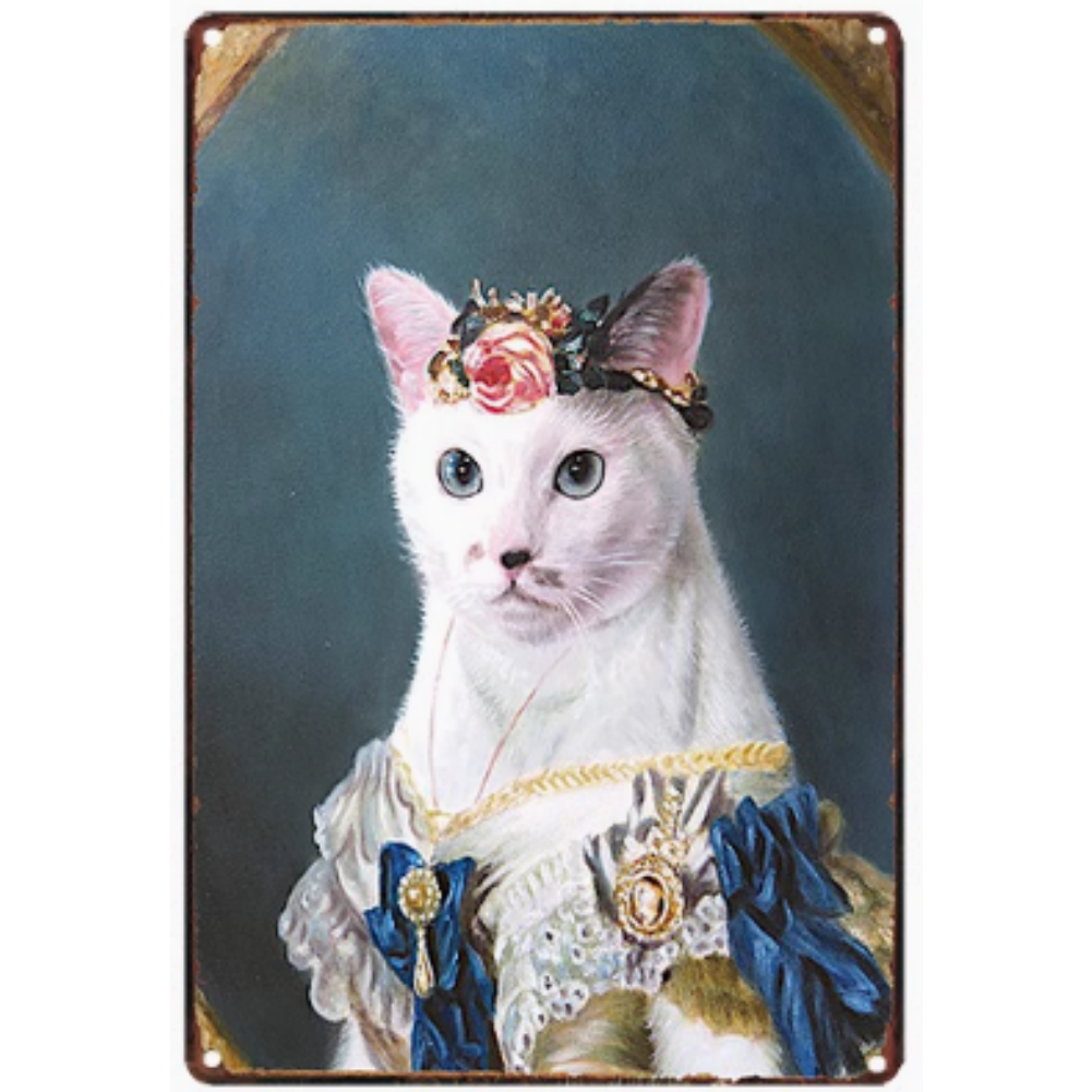 8x12 Cute Cat Metal Sign – Retro Tin Wall Art for Cat Lovers & Kitchens | Tin & Time Co. #2108