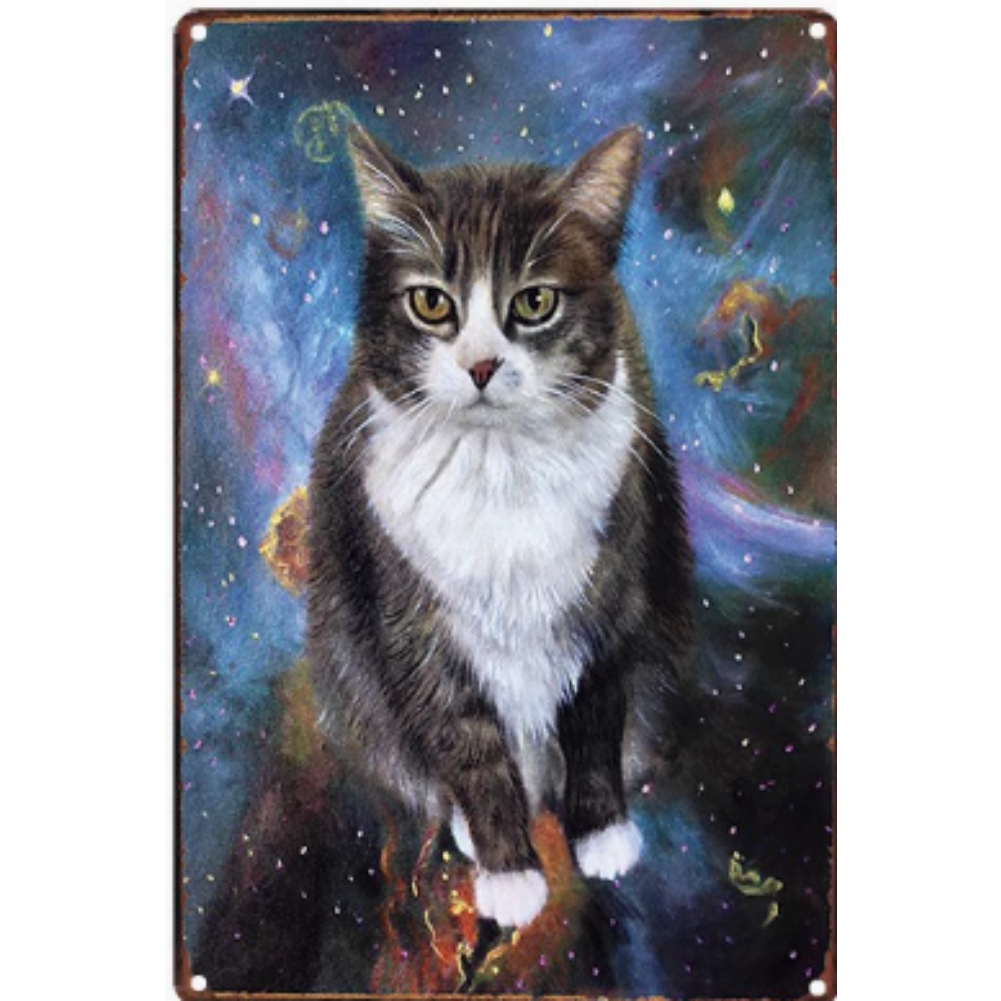 8x12 Cute Cat Metal Sign – Retro Tin Wall Art for Cat Lovers & Kitchens | Tin & Time Co. #2110