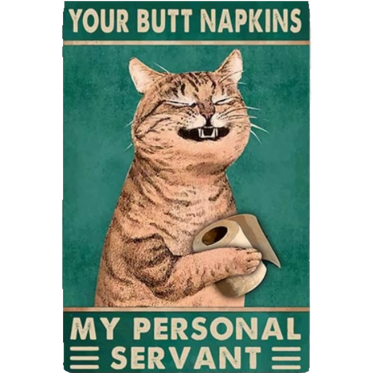 8x12 Cute Cat Metal Sign – Retro Tin Wall Art for Cat Lovers & Kitchens | Tin & Time Co. #2112