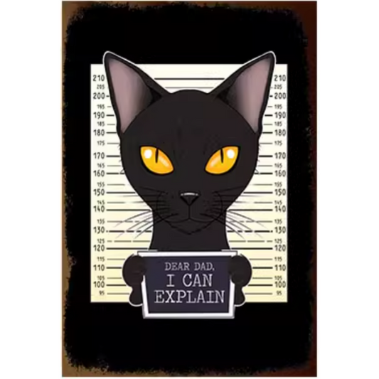 8x12 Cute Cat Metal Sign – Retro Tin Wall Art for Cat Lovers & Kitchens | Tin & Time Co. #2113