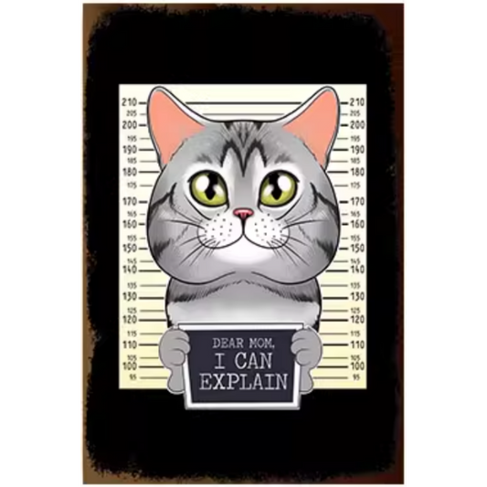 8x12 Cute Cat Metal Sign – Retro Tin Wall Art for Cat Lovers & Kitchens | Tin & Time Co. #2114
