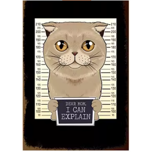 8x12 Cute Cat Metal Sign – Retro Tin Wall Art for Cat Lovers & Kitchens | Tin & Time Co. #2115