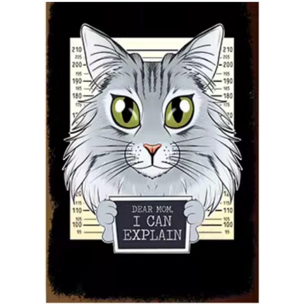 8x12 Cute Cat Metal Sign – Retro Tin Wall Art for Cat Lovers & Kitchens | Tin & Time Co. #2117