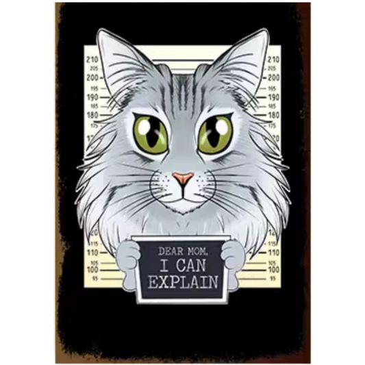8x12 Cute Cat Metal Sign – Retro Tin Wall Art for Cat Lovers & Kitchens | Tin & Time Co. #2117