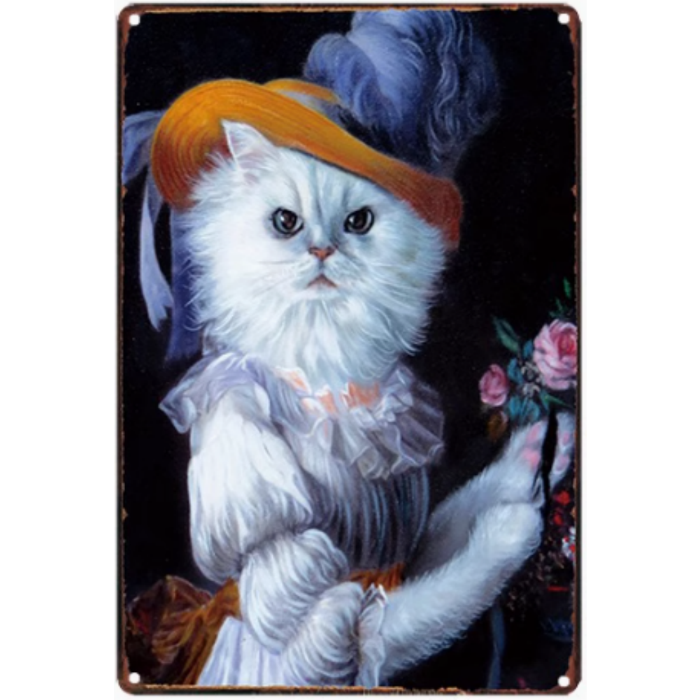 8x12 Cute Cat Metal Sign – Retro Tin Wall Art for Cat Lovers & Kitchens | Tin & Time Co. #2119