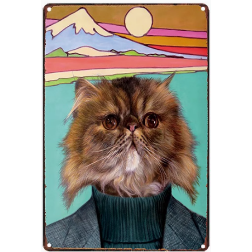 8x12 Cute Cat Metal Sign – Retro Tin Wall Art for Cat Lovers & Kitchens | Tin & Time Co. #2122