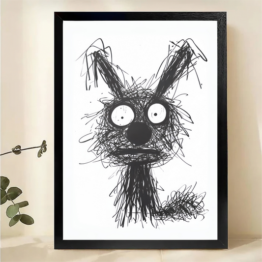 Scribble Dog Wall Art - Black and White Expressive Sketch Canvas Print|W1371