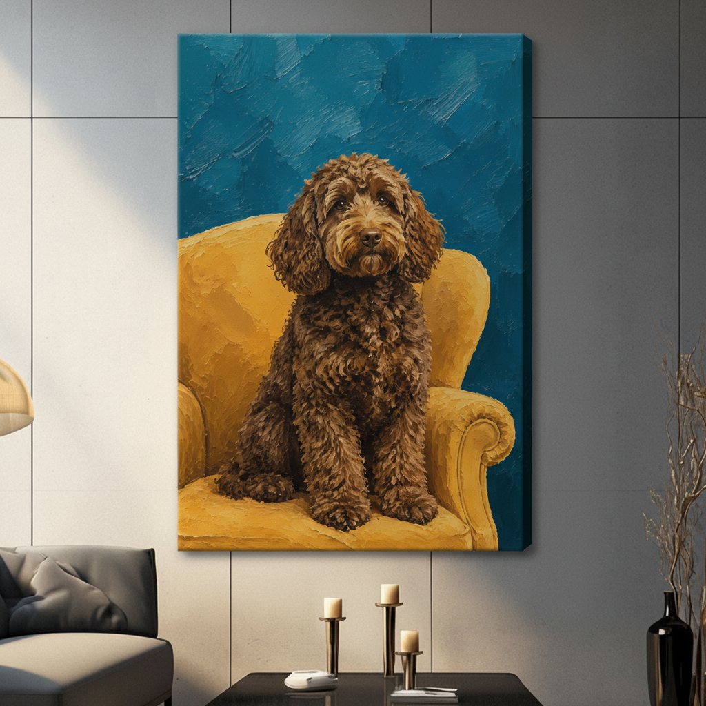 Labradoodle Oil Painting Portrait Canvas Wall Art w4107