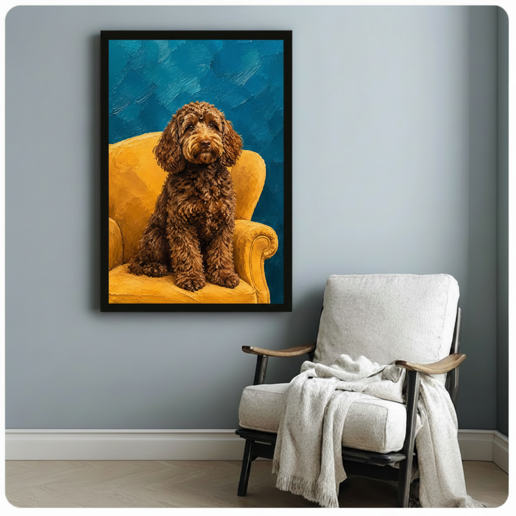 Labradoodle Oil Painting Portrait Canvas Wall Art w4107