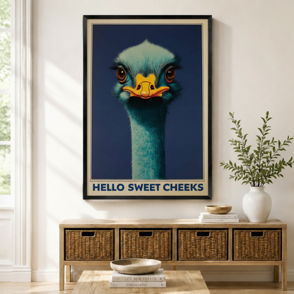 Hello Sweet Cheeks Ostrich Funny Vintage Canvas Print w6081