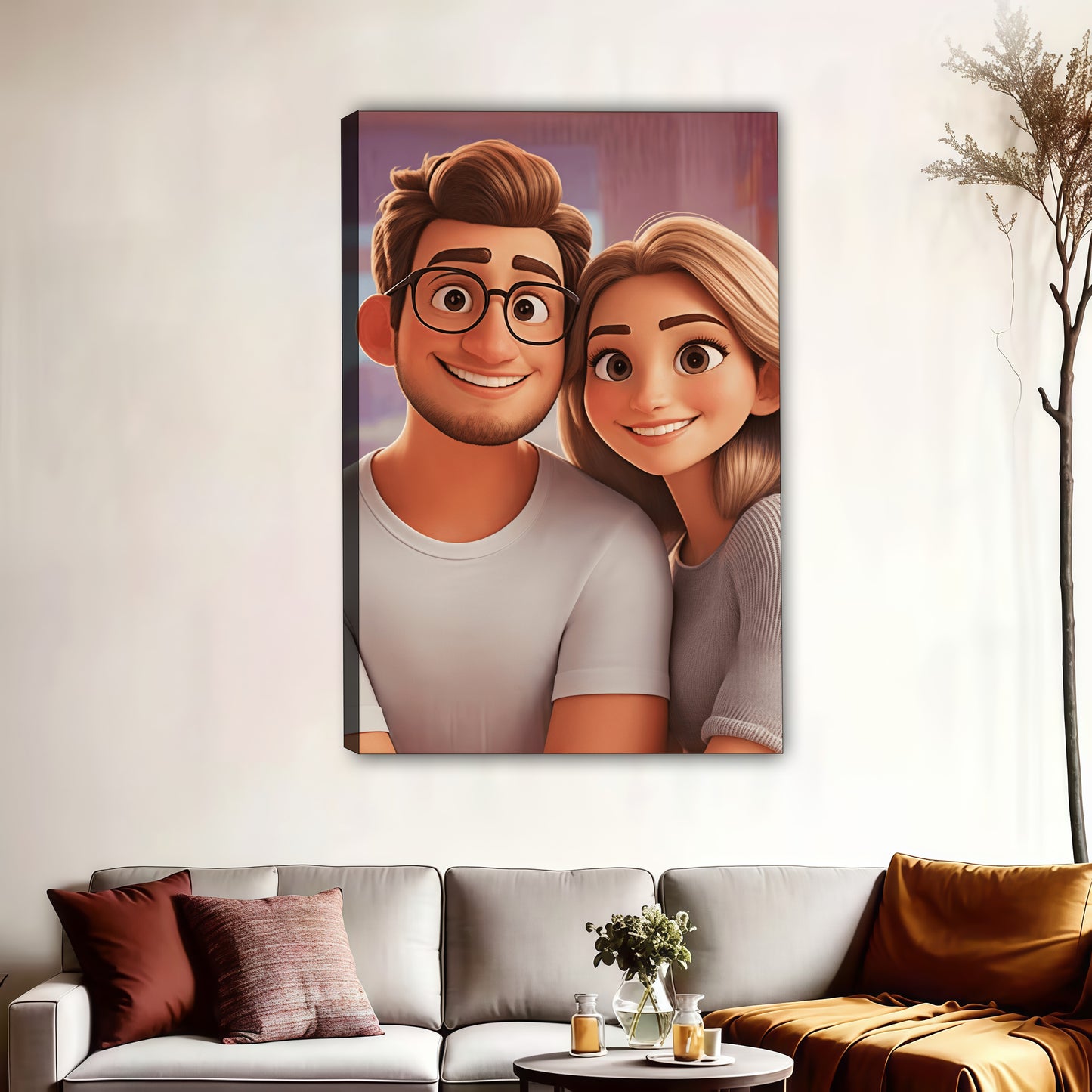 Luxury Custom Cartoon Portrait from Photo - Personalized Comic Style Art for Individuals, Couples & Families - Timeless Hand-Drawn Style Canvas