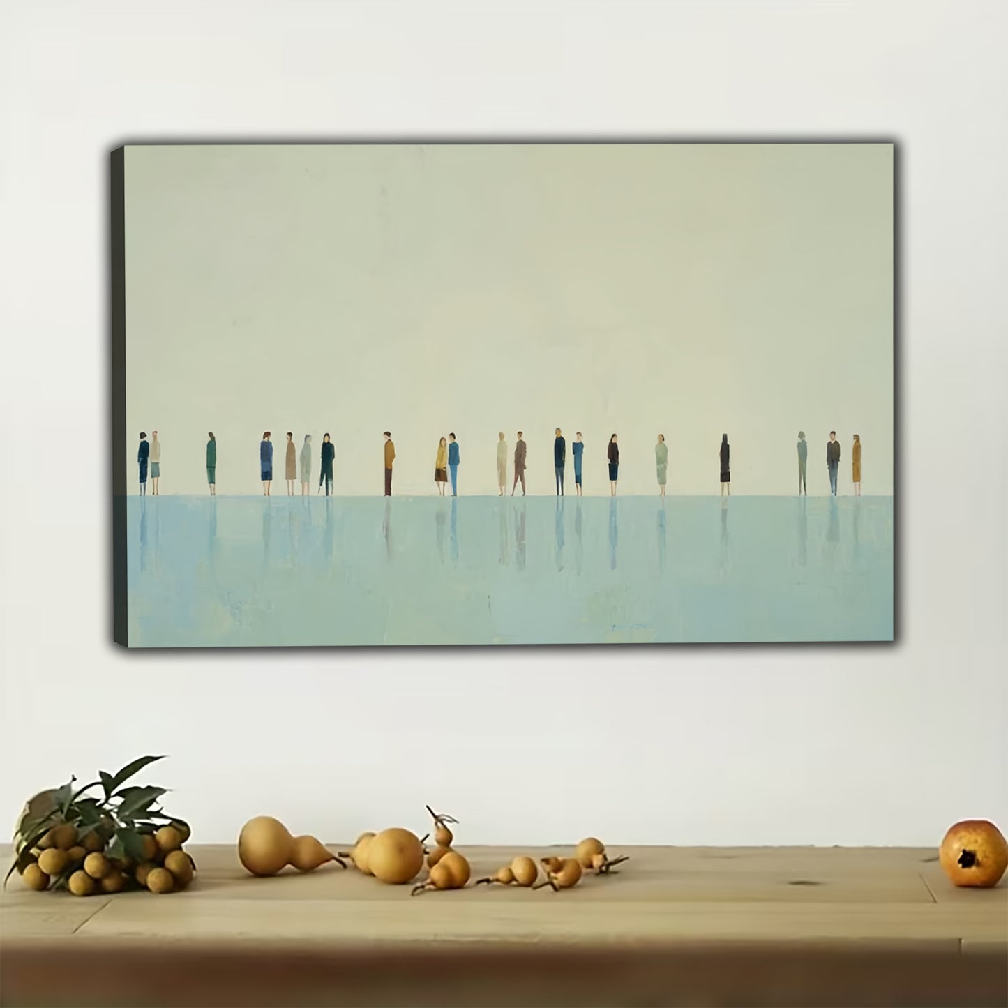 The Minimalist Coastal Horizon – Calm Modern Wall Art on Natural Wood Canvas | W581