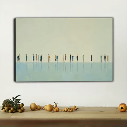 The Minimalist Coastal Horizon – Calm Modern Wall Art on Natural Wood Canvas | W581