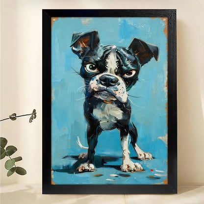 Boston Terrier Brick Wall Canvas-Rustic Pet Wall Art | W530