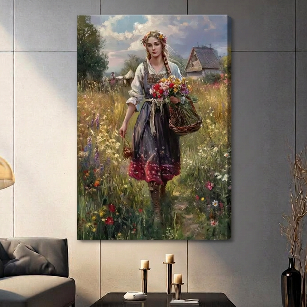 Wildflower Meadow Woman Canvas Art w106