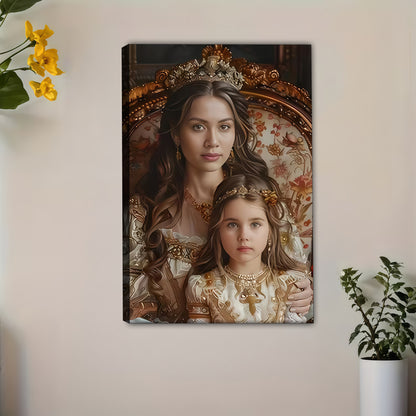 Custom Mother Daughter Portrait - Royal Renaissance Canvas Wall Art