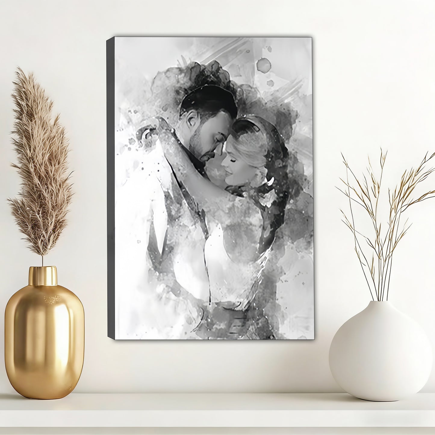 Custom Black and White Watercolor Portrait from Photo  – A Timeless Custom Gift