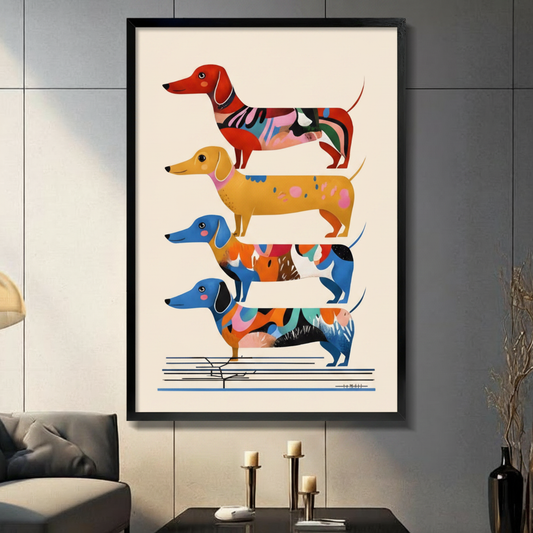Colorful Stacked Dachshunds Pop Art Canvas Wall Art w6099