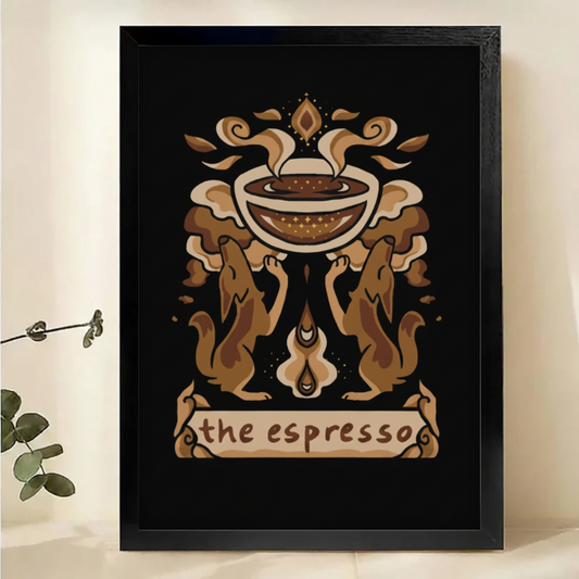 The Espresso Vintage Heraldry Wall Art – Retro Coffee Animal Framed Canvas Print | W2310