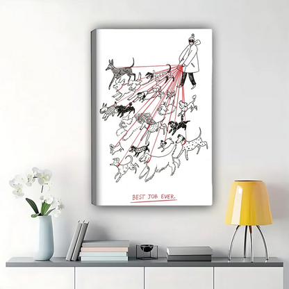 Cat in Grass Wall Art - Whimsical Nature Illustration Print|W1210