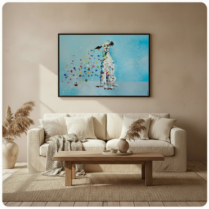 Dalmatian Colorful Dots Expressionist Canvas Wall Art
