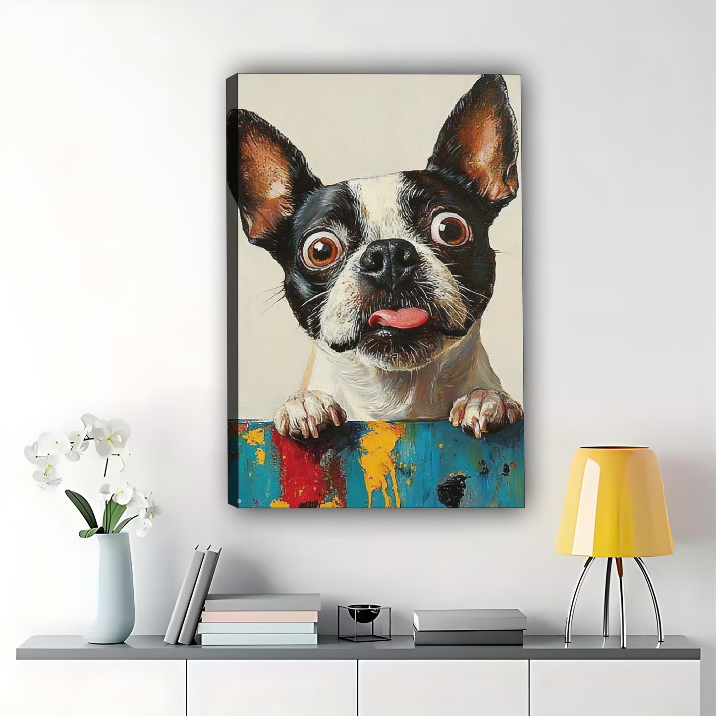 Hand-Painted Dog Canvas Art -Whimsical Pet Wall Decor| W531