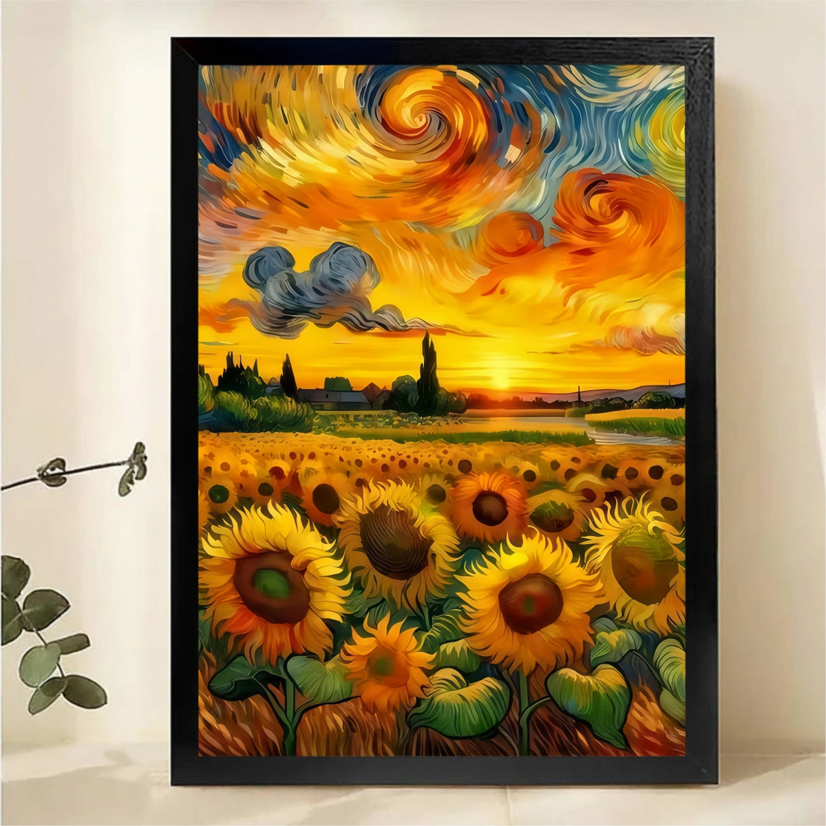 Van Gogh Style Sunflower Field Wall Art - Impressionist Print|W1082