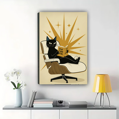 The Art of Doing Nothing Cat Poster | Mid-Century Modern Wall Art Print| W1015