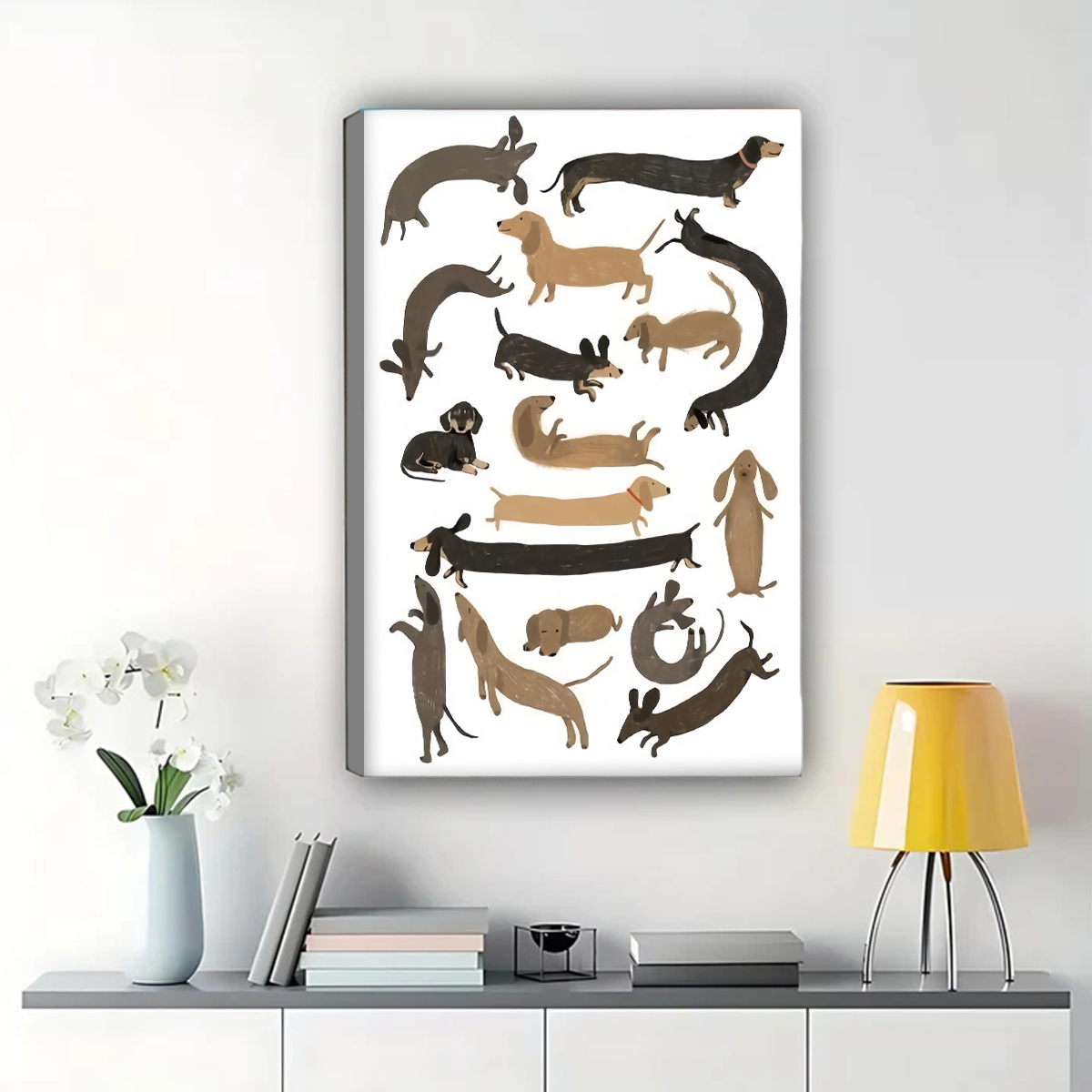Dachshund Collection Wall Art - Playful Wiener Dog Print|W1205