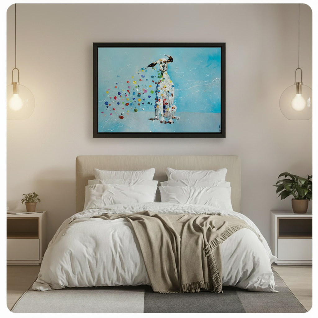 Dalmatian Colorful Dots Expressionist Canvas Wall Art