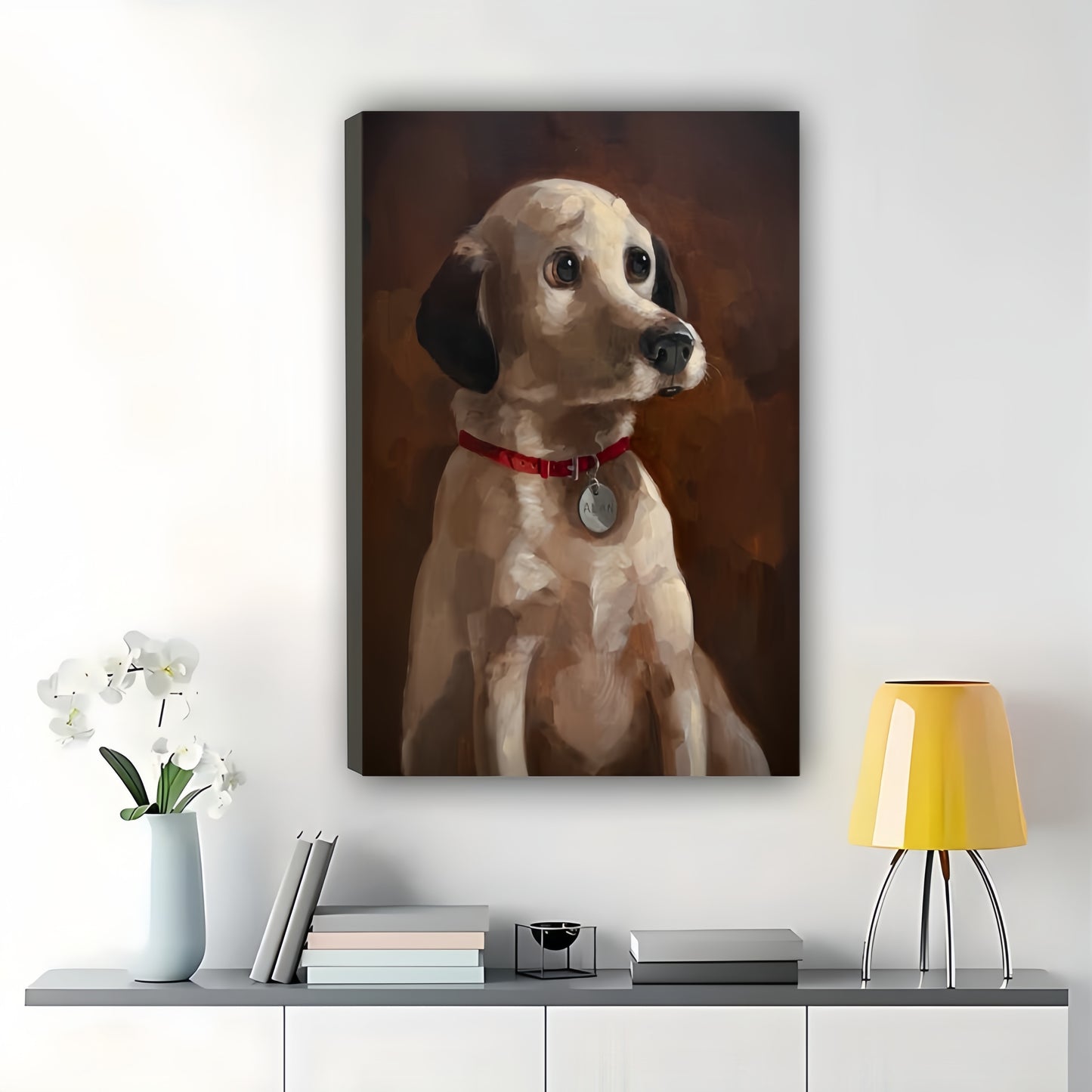 Vintage Labrador Retriever – Classic Oil Painting Style Wall Art on Natural Wood Canvas | W889