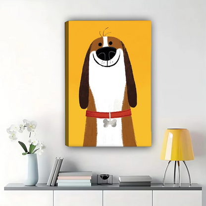 Happy Dog Portrait Wall Art - Cheerful Pet Canvas Print | W1213