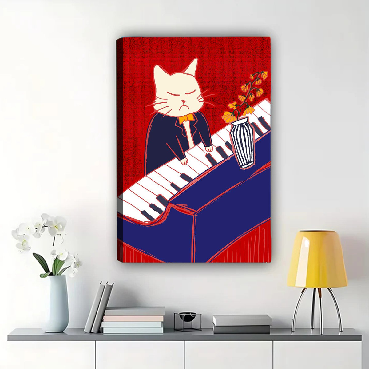 Piano Cat Art Print – Funny Music Lover Cat Poster|W1440