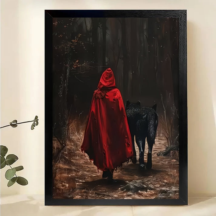 Little Red Riding Hood Wall Art - Dark Fantasy Forest Print| W1046