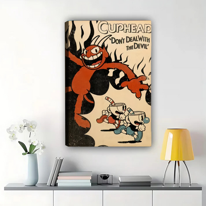 Cuphead Don't Deal with the Devil Framed Wall Art - Vintage Gaming Poster|W1071