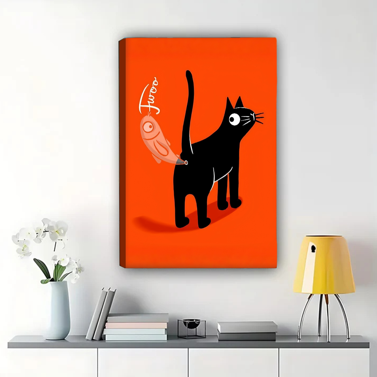 Funny Black Cat Wall Art - Quirky Cat Humor Print for Home Decor|W1193