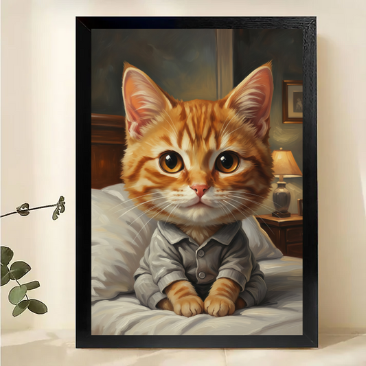 Orange Tabby Cat Portrait - Classic Pet Wall Art| W1018