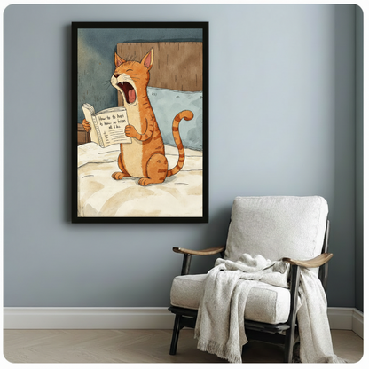 Funny Cat Yelling Watercolor Canvas Art w6615