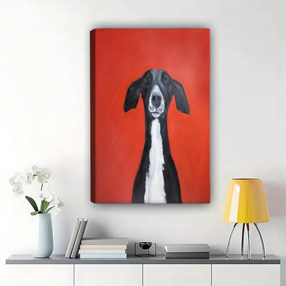 Greyhound Portrait Wall Art - Bold Orange Modern Dog Print|W1214