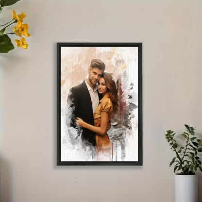 Custom Watercolor Portrait from Photo Personalized Canvas Wall Art